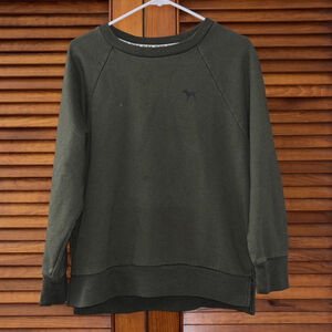 Victoria’s Secret Love Pink Crewneck Cheetah Print Logo Olive Green Size XS